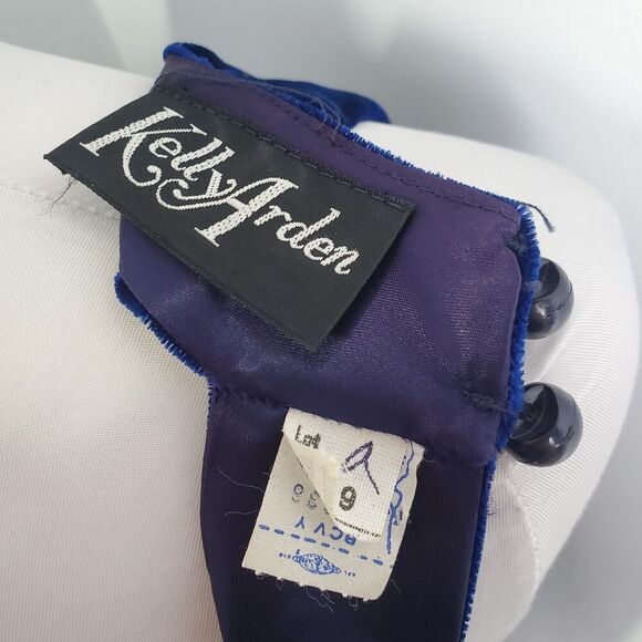 Vintage Blue Velvet Maxi Dress, Size 9 - Picture 7 of 7